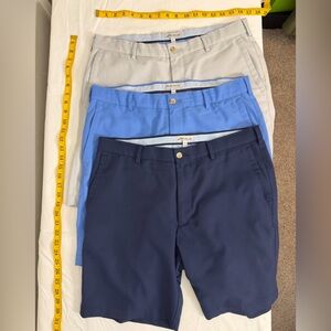 Peter Millar Men's Flat Front Shorts set of 3- Light Gray, Sky Blue, Navy
